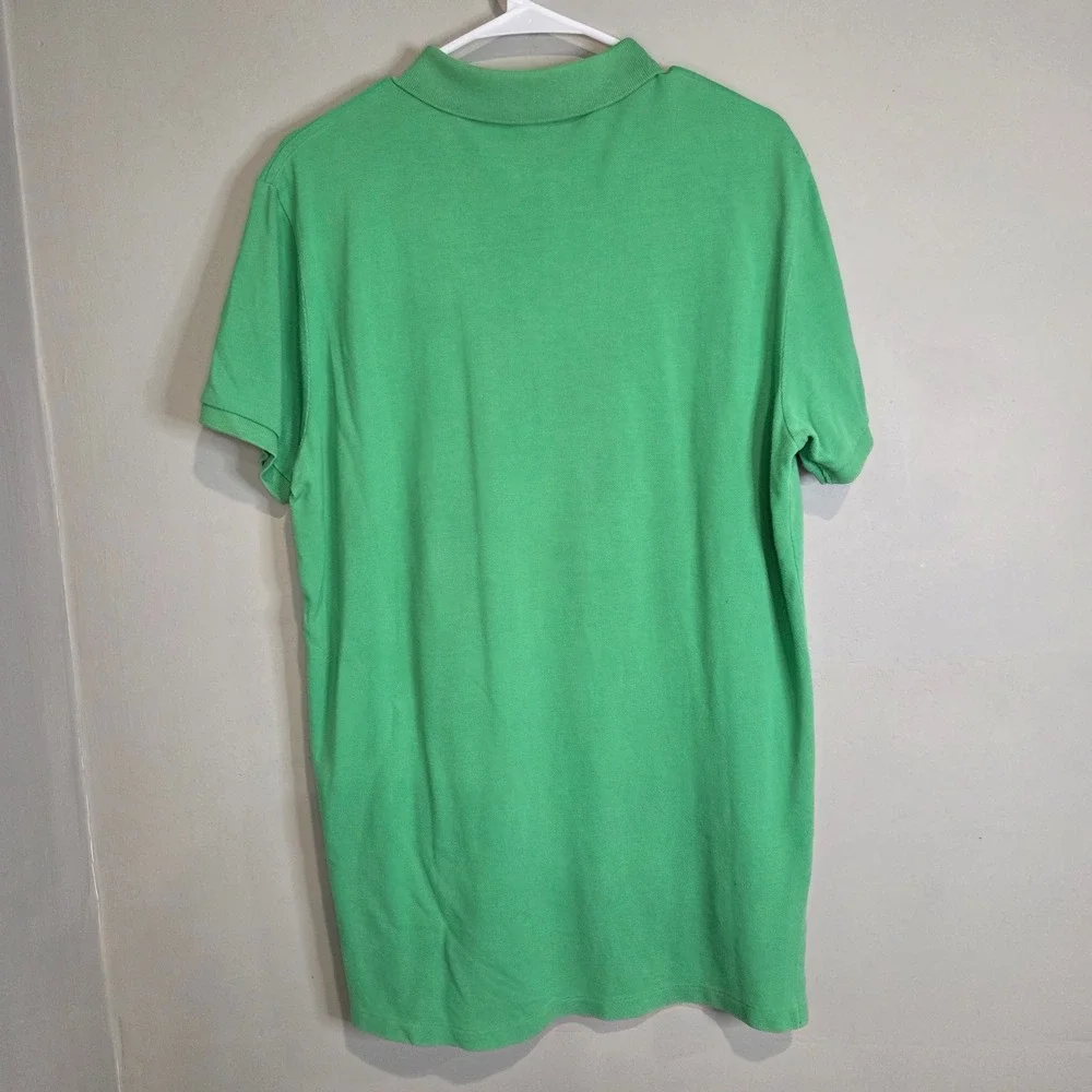 Polo Ralph Lauren Large Green Custom Fit Pique Short Sleeve Polo Shirt Pink Pony